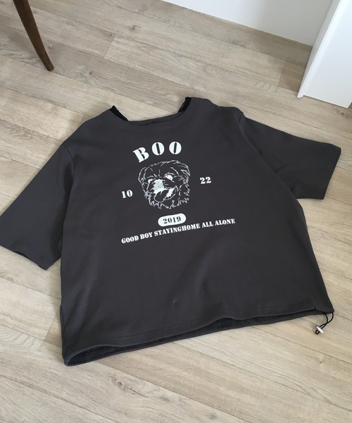 Arinomama（アリノママ） tシャツ 半袖 ペキニーズプリント 裾ドロスト