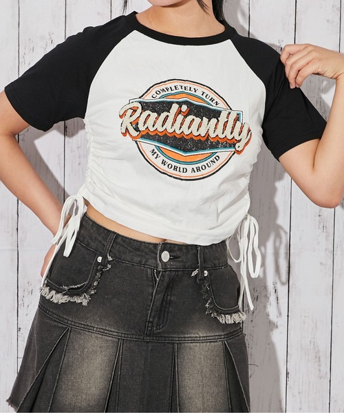 tシャツ 半袖 「サイドドロスト・サガラロゴ刺繍」カットソー／Y2K／春