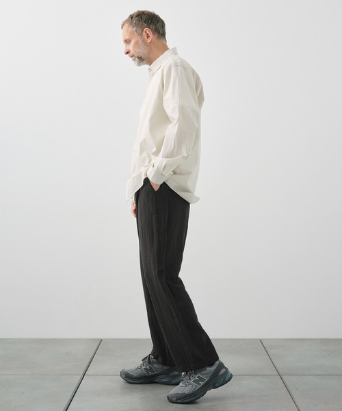 シャツ 「ATON / エイトン」SHRINK COTTON LAWN OVERSIZED SHIRT メンズの画像