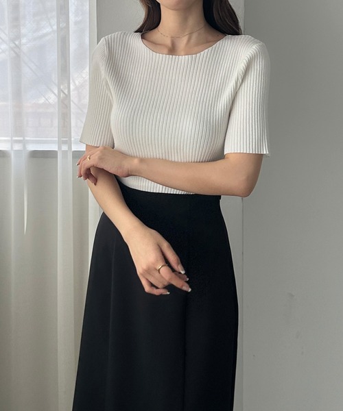 「Louere」 半袖ニット MEDIUM ホワイト レディース_画像2