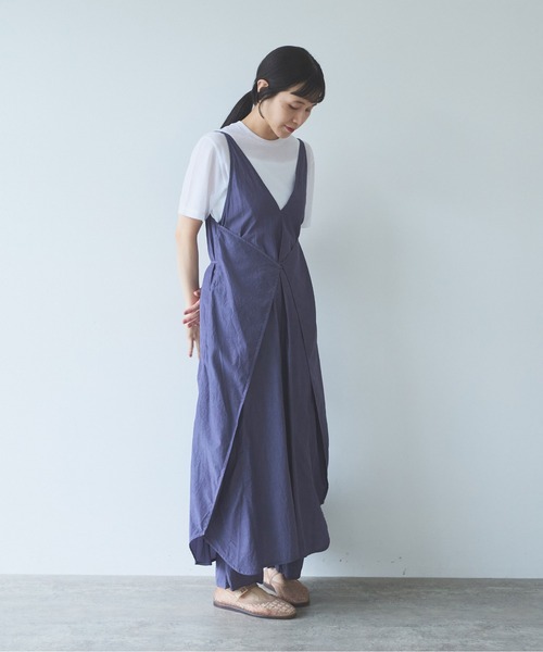 yuni ワンピース Cotton cupra product dye wrap one-piece : ZOZOTOWN