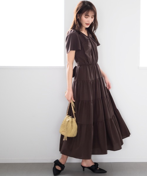 「MISCH MASCH」 半袖ワンピース S ブラウン レディース_画像4