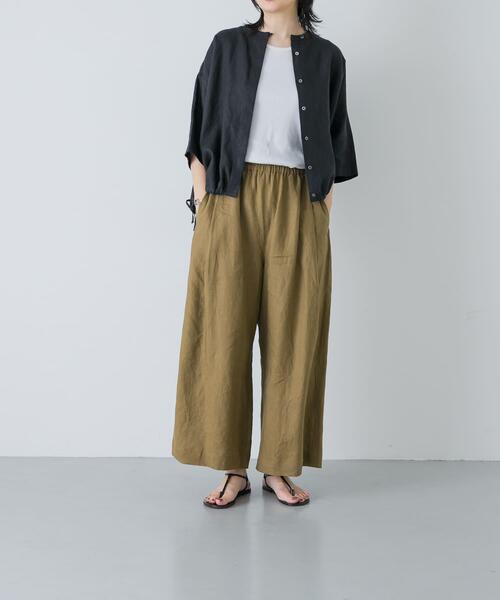 かぐれ リネンシャツ ブラウス シャツ リネンハーフスリーブシャツ