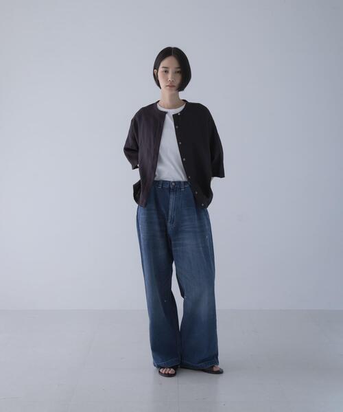 かぐれ リネンシャツ ブラウス シャツ リネンハーフスリーブシャツ