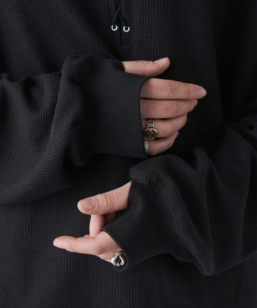 soerte ポロシャツ Loose Lace-up Thermal Polo/ルーズレースアップ