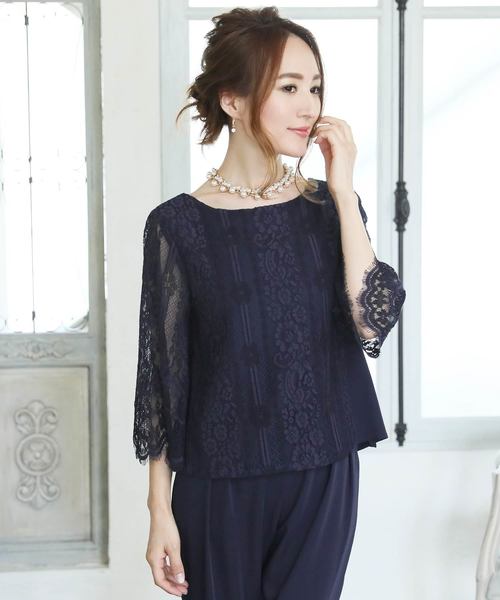 レースセットアップ　パンツスタイル Lace Ladies パーティードレス パンツドレス パンツスタイル