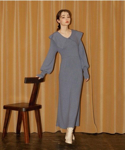 archives（アルシーヴ） ワンピース ビッグカラーニットワンピース