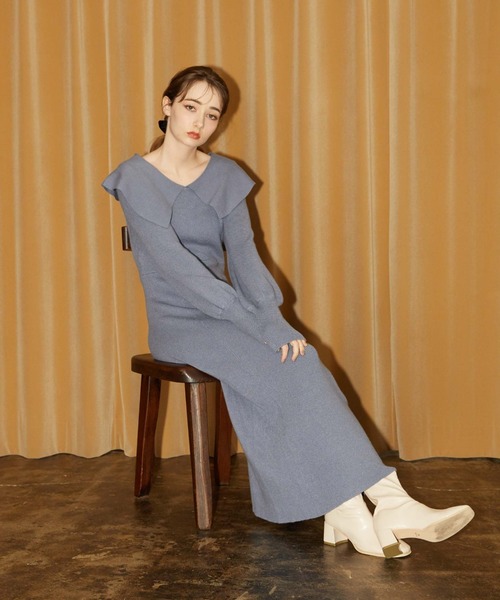 archives（アルシーヴ） ワンピース ビッグカラーニットワンピース