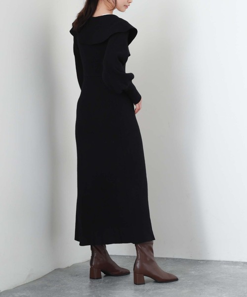 archives（アルシーヴ） ワンピース ビッグカラーニットワンピース