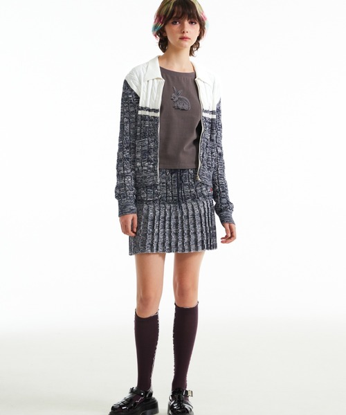 カーディガン KIRSH CHERRY COLOR COMBINATION KNIT ZIP UP