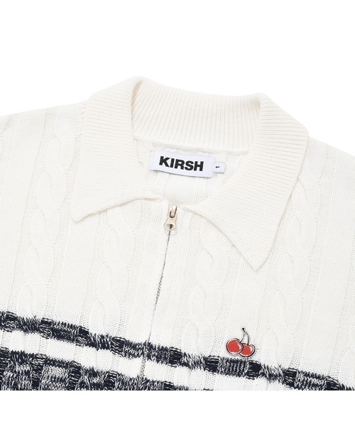 カーディガン KIRSH CHERRY COLOR COMBINATION KNIT ZIP UP CARDIGAN/キルシーチェリーカラーニットジッ カーディガン KIRSH CHERRY COLOR COMBINATION KNIT ZIP UP