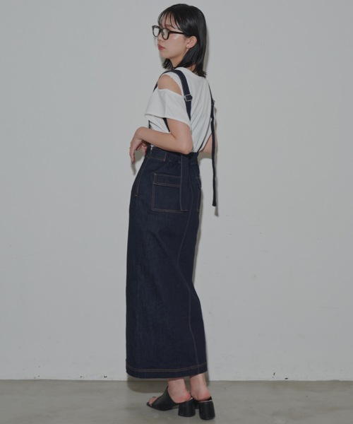 美品AND Maryブラックデニムサスペンダースカート スカート サスペンダー デニム[品番：AMLW0002833]｜AMELY