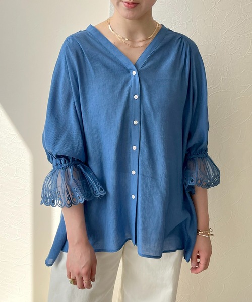 LHELBIE シャツ ブラウス カフスレースシャツ : ZOZOTOWN Yahoo