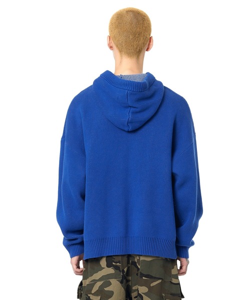 【OY】ブラックキャットニットフーディー　メンズXL ブルー　定価24,200円 OY（オーワイ） パーカー 「OY/オーワイ」BLACK CAT KNIT HOODIE