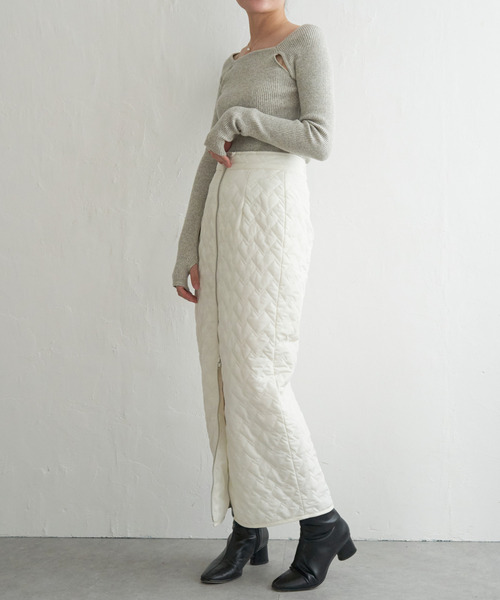 VENCE EXCHANGE スカート ハートキルトダブルジップタイトスカート