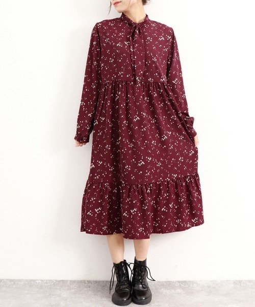 miniministore（ミニミニストア） ワンピース 小花柄 ボウタイ