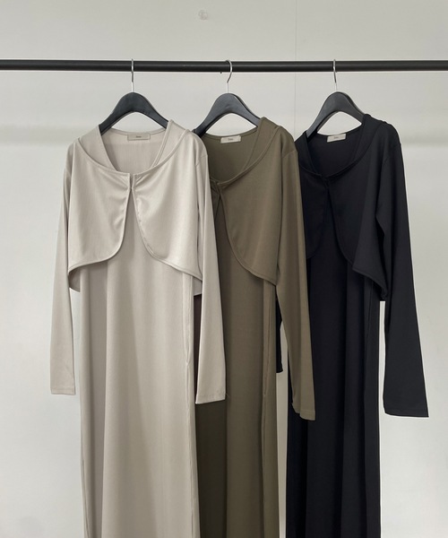 Didot.showroom ワンピース DIDOT.】スクエアサテンキャミソールワンピース（ワンピース