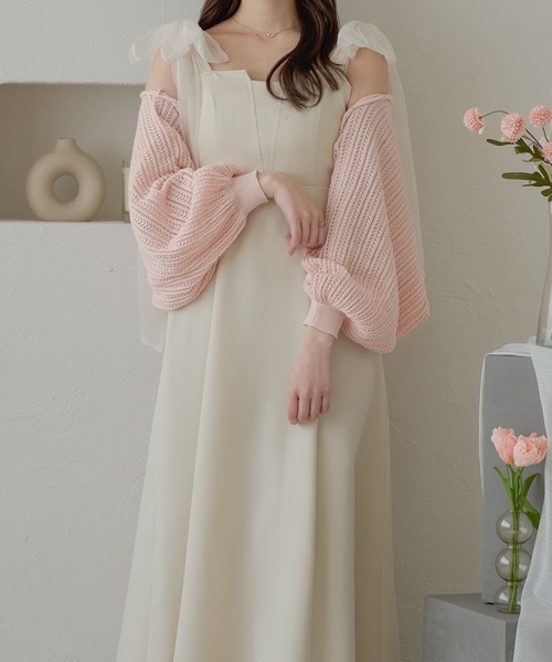 Ambre Neige ワンピース tulle ribbon flare camisole dress