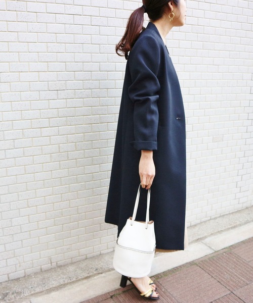 IENA」 ノーカラーコート 38 グリーン レディース : 82952104 
