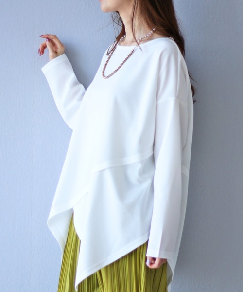 tシャツ 「普通Tシャツ」から抜け出せる脱マンネリ変形ロングTシャツ レディース Vieo tシャツ 「普通Tシャツ」から抜け出せる脱マンネリ変形