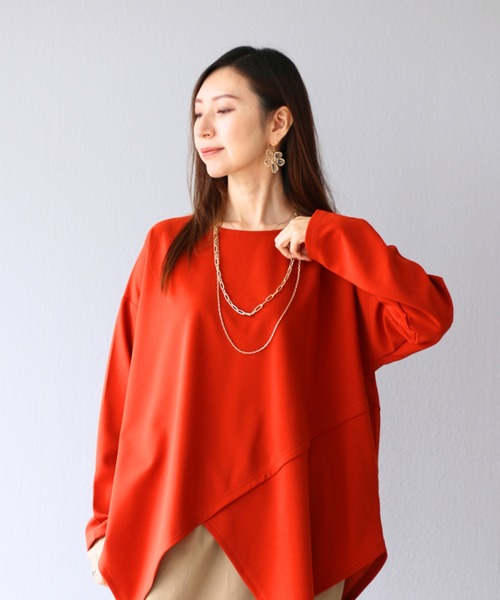 tシャツ 「普通Tシャツ」から抜け出せる脱マンネリ変形ロングTシャツ レディース Vieo tシャツ 「普通Tシャツ」から抜け出せる脱マンネリ変形