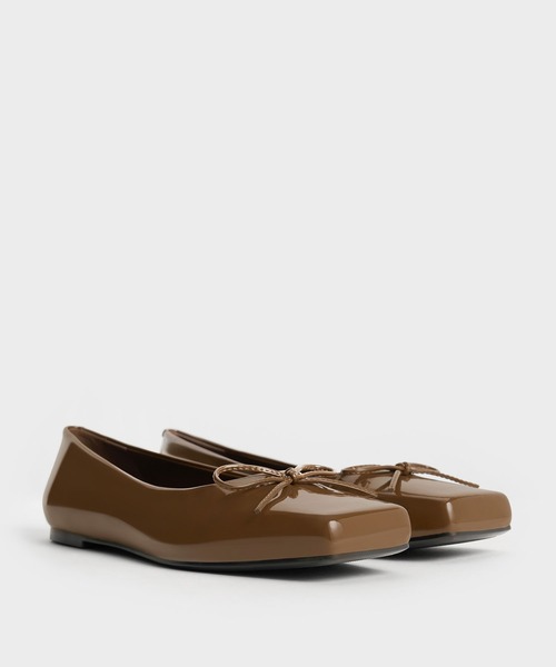 CHARLES ＆ KEITH バレエシューズ パンプス スクエアトゥボウ