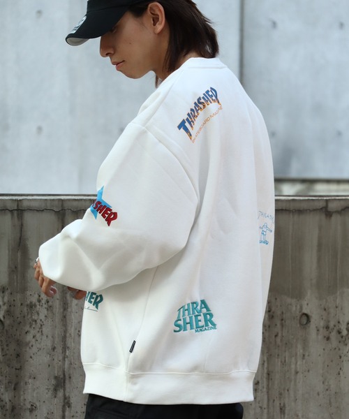 トレーナー スウェット 「THRASHER/スラッシャー」バックプリント＆刺繍C/N長袖 トレーナー レディース メンズ THRASHER トレーナー スウェット 「THRASHER/スラッシャー」裏