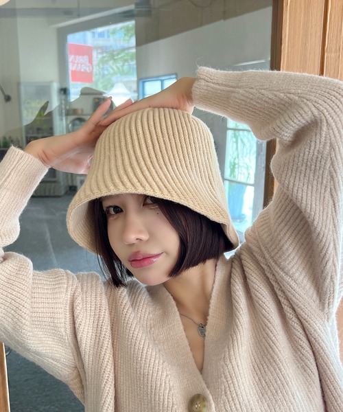 リブニット カシミヤ バケットハット 帽子 ハット リブ ニットバケットハット レディース : ZOZOTOWN