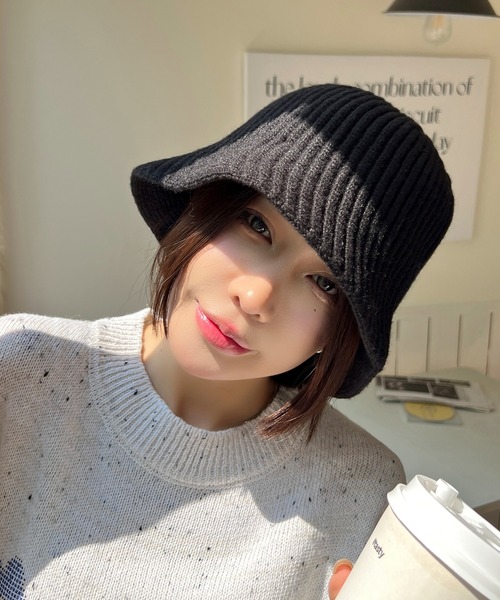 帽子 ハット リブ ニットバケットハット レディース : ZOZOTOWN