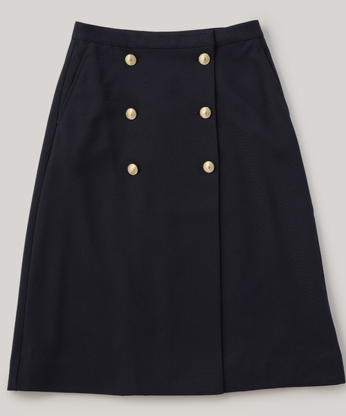 ツイルミディスカート TOMMY HILFIGER スカート ゴールドボタンツイルミディスカート