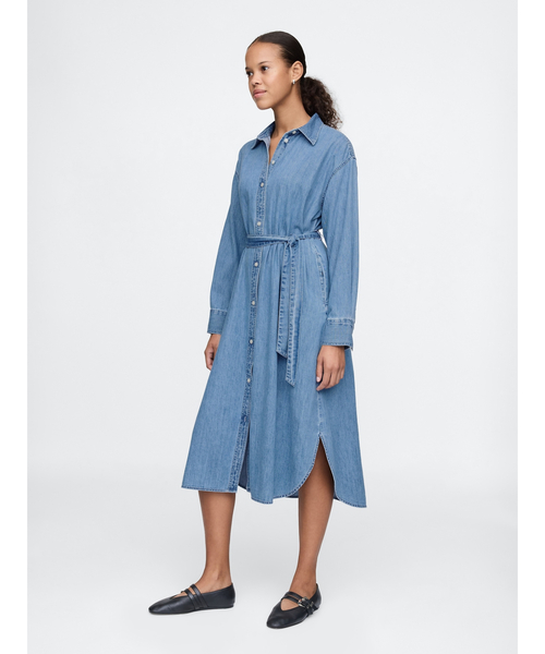 GAP ワンピース デニム マキシシャツワンピース : ZOZOTOWN