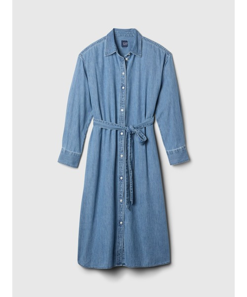 GAP ワンピース デニム マキシシャツワンピース : ZOZOTOWN
