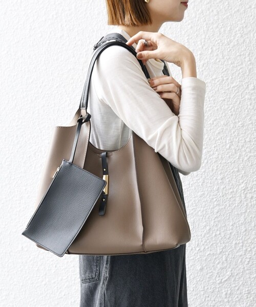 SHIPS any トートバッグ any: バイカラー ポーチ付き 2WAY トート