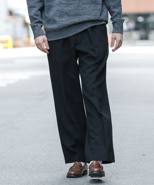 SIMPLE PROJECT ウール混ワイドスラックス　Sサイズ　ブラック URBAN RESEARCH パンツ 「MADE IN JAPAN」 new basic