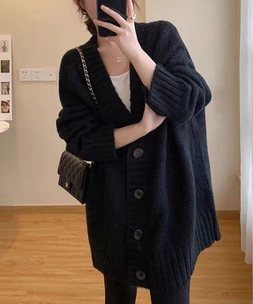 BLANC FICELLE カーディガン オーバーサイズ ミックス柄 ニット