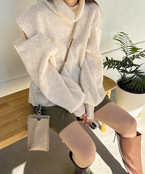 ニット セーター 「AYACA×Bab」ショルダー開きニットトップス レディース