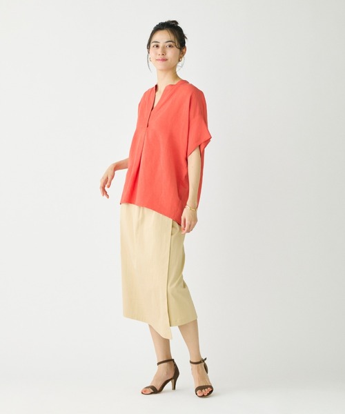 美品 ジャーナルスタンダード リネン混 スキッパー オーバーサイズシャツ◆ピンク I.T.'S. international ブラウス シャツ リネン混オーバーサイズ