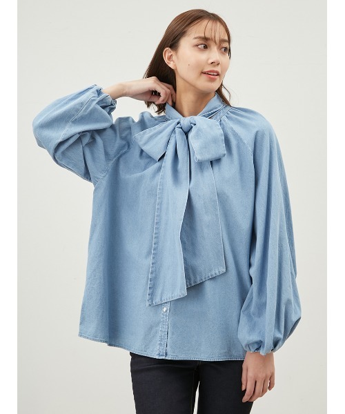 リリーブラウン バリエーションボウタイシャツ Blue デニムボウタイシャツ リリーブラウン バリエーションボウタイシャツ Blue デニム
