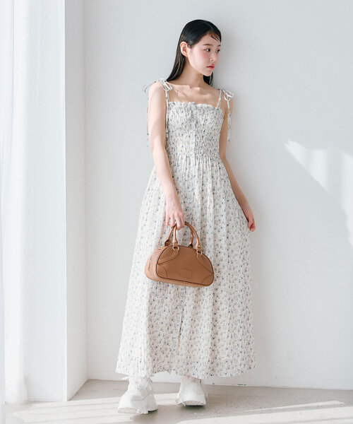 OLIVE des ワンピース 前あきシャーリングキャミワンピ