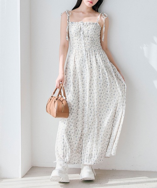 OLIVE des ワンピース 前あきシャーリングキャミワンピ