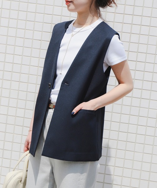 B：MING by BEAMS ベスト ジレ ノーカラージレ（S〜M