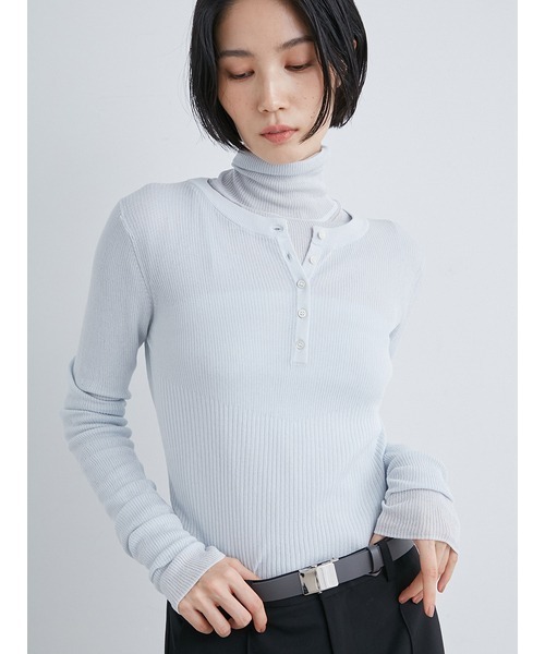 「MIESROHE」 長袖シャツ FREE ライトブルー レディース MIESROHE 「MIESROHE」 長袖ニット FREE ライトブルー