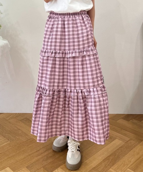 スカート ティアードチェックロングスカート : ZOZOTOWN Yahoo!店
