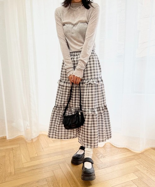 スカート ティアードチェックロングスカート : ZOZOTOWN Yahoo!店