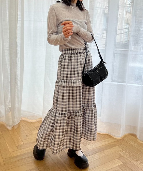 スカート ティアードチェックロングスカート : ZOZOTOWN Yahoo!店