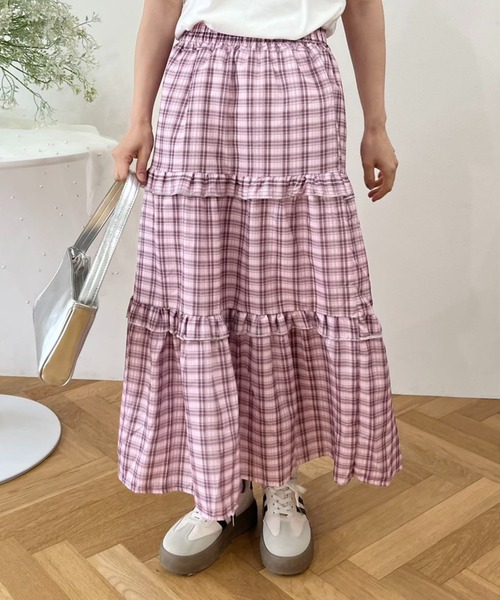 スカート ティアードチェックロングスカート : ZOZOTOWN Yahoo!店