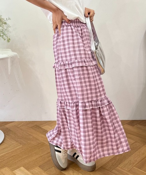 スカート ティアードチェックロングスカート : ZOZOTOWN Yahoo!店
