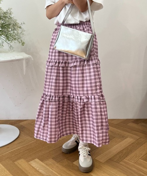 スカート ティアードチェックロングスカート : ZOZOTOWN Yahoo!店