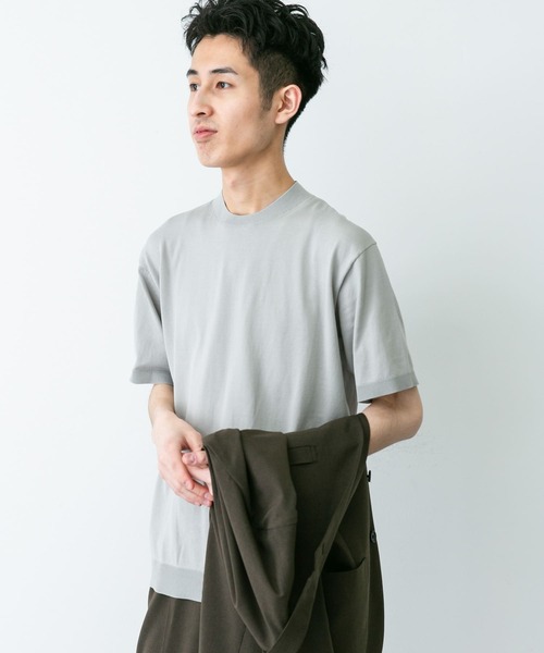ドゥロワー　半袖ニットスウェット　ライトグレー URBAN RESEARCH DOORS シャツ LIFE STYLE TAILOR ハイゲージ