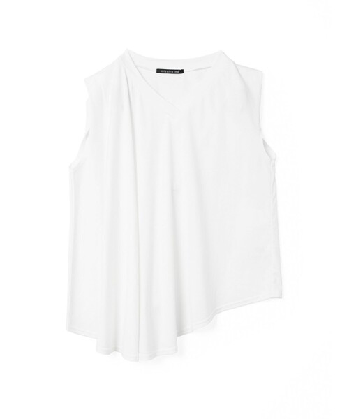 tシャツ mizuiro ind Vネックアシンメトリーノースリーブプルオーバー レディース mizuiro ind｜Vネックアシンメトリーノースリーブプルオーバー